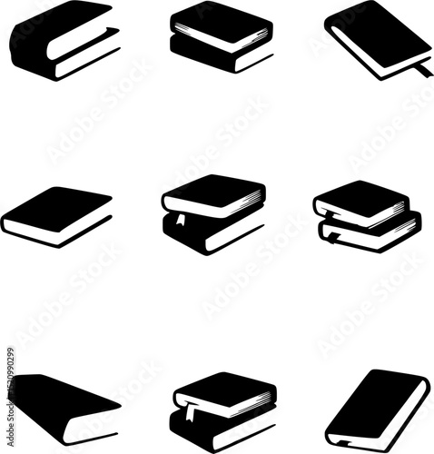Book Stack Silhouette Bundle with White Background