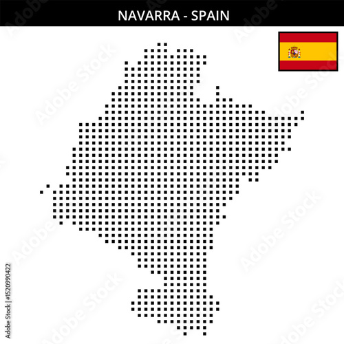 Medium square dotted map of navarra in Spain
