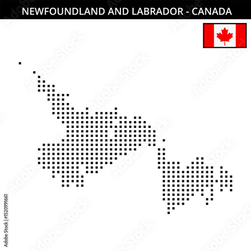 Medium square dotted map of Newfoundland-and-Labrador in Canada