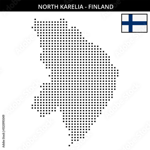Medium square dotted map of north-karelia in Finland