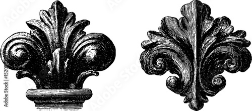 Ornate baroque decorative elements for art and design inspiration