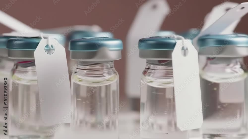 Close-up of vials with clear liquid, concept of medicine or vaccine. Close-up of vials with clear liquid, concept of medicine or vaccine.