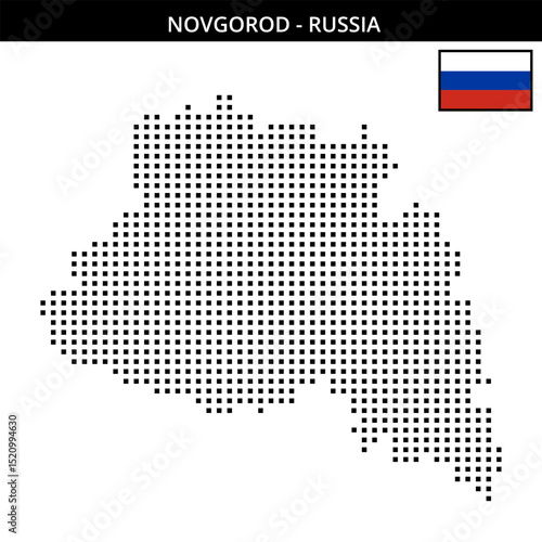 Medium square dotted map of Novgorod in Russia