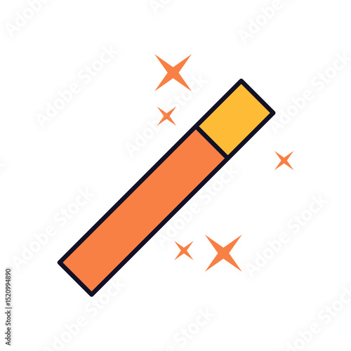 Flat design wizard wand symbol with sparkle stars for photo retouch or magical effect illustration