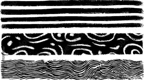 Engraved bold stripes and circular patterns for artistic design and decoration