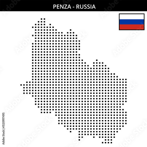 Medium square dotted map of Penza in Russia