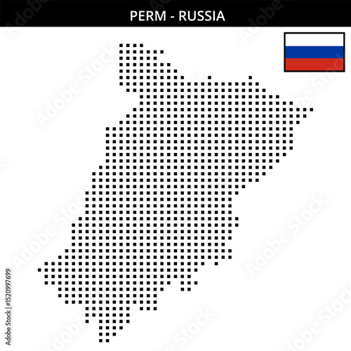 Medium square dotted map of perm in Russia