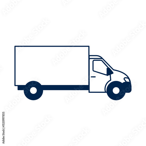 Medium cargo truck icon for shipping apps. Vector icon of a mid-sized cargo truck, ideal for logistics platforms, ecommerce delivery, and freight transportation visuals.
