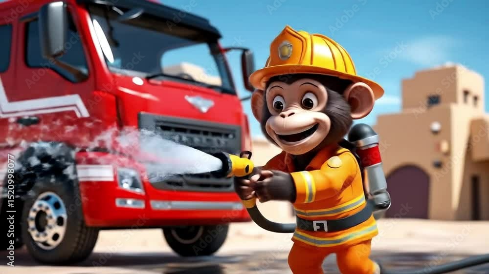 Brave Firefighter Monkey Cartoon 3D Animated Movie Clip Brave Firefighter Monkey Cartoon 3D Animated Movie Clip