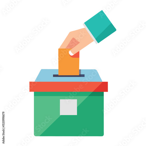 Voting Hand Placing Ballot in Box Elections, Democracy, Civic Duty Vector Illustration