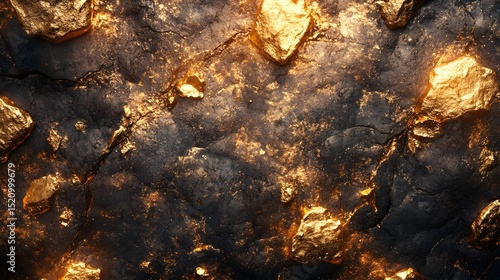 Raw gold nuggets with realistic mineral texture and subtle metallic shine