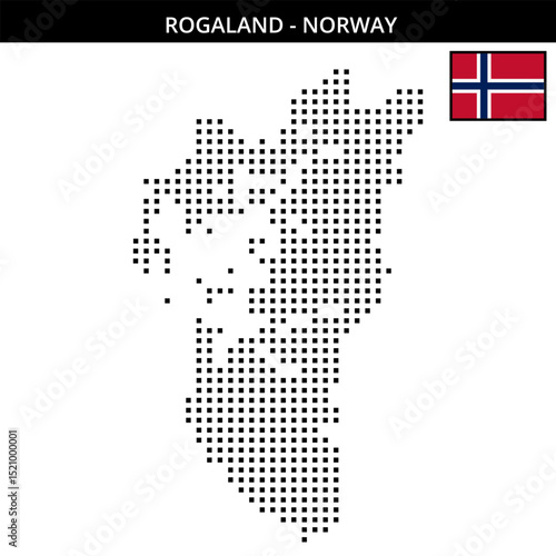 Medium square dotted map of rogaland in Norway