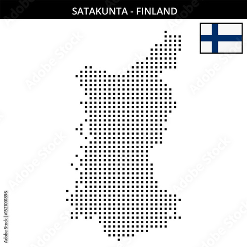 Medium square dotted map of satakunta in Finland