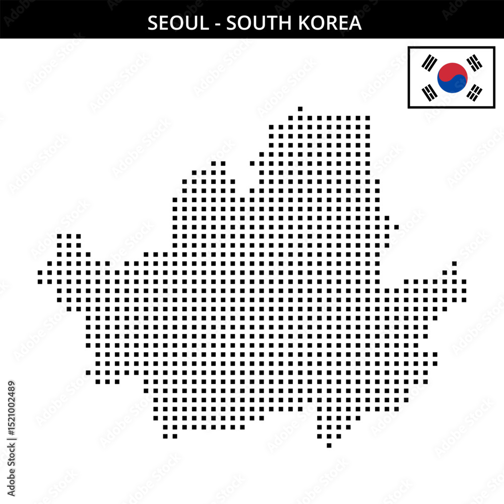 Fototapeta premium Medium square dotted map of seoul in South Korea