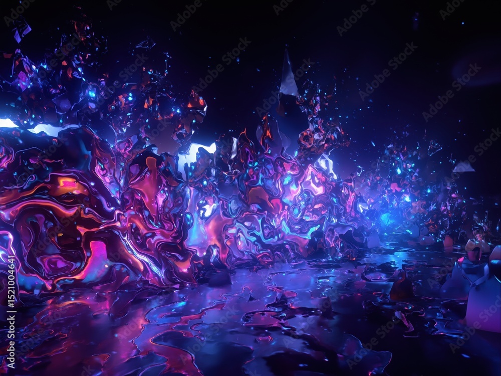 Vibrant Futuristic Metaverse Artwork with Fluid Shapes and Geometric Patterns, Neon Edges, and Holographic Gradients Vibrant Futuristic Metaverse Artwork with Fluid Shapes and Geometric Patterns, Neon Edges, and Holographic Gradients