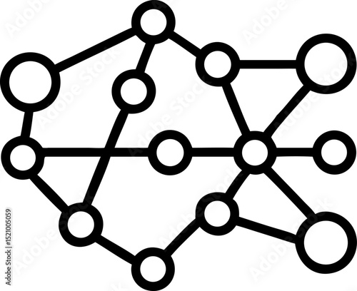 neural network vector outline icon on white or transparent background