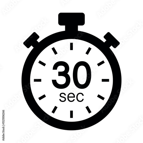 30 seconds timer icon. stopwatch icon with 30 seconds timer. clock face timer icon. countdown sign for app, ui and website. time management symbol. vector illustration on transparent background.
