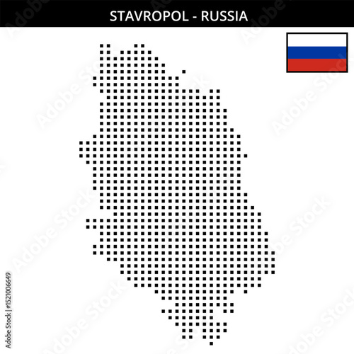 Medium square dotted map of stavropol in Russia