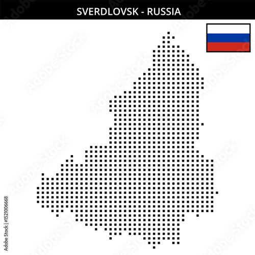 Medium square dotted map of Sverdlovsk in Russia