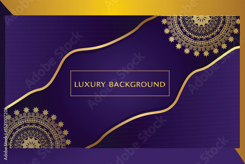 Dark blue luxury premium background and gold line. Luxury style design template concept.