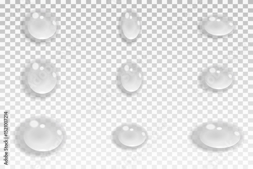 Vector water drops.Realistic raindrops.Bubbles, rain, water.EPS 10.