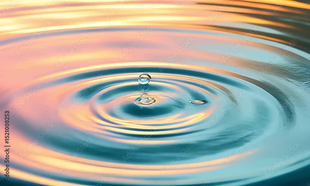 Water Drop Creates Concentric Ripples On A Vibrant Blue and Orange Surface Texture Art Abstract Background Water Drop Creates Concentric Ripples On A Vibrant Blue and Orange Surface Texture Art Abstract Background