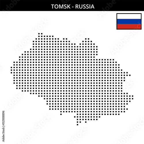 Medium square dotted map of Tomsk in Russia