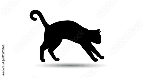 Simple Silhouette of a Cat in a Hunting Pose