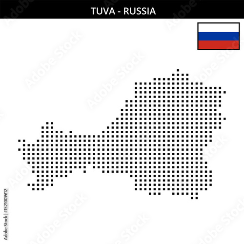 Medium square dotted map of Tuva in Russia