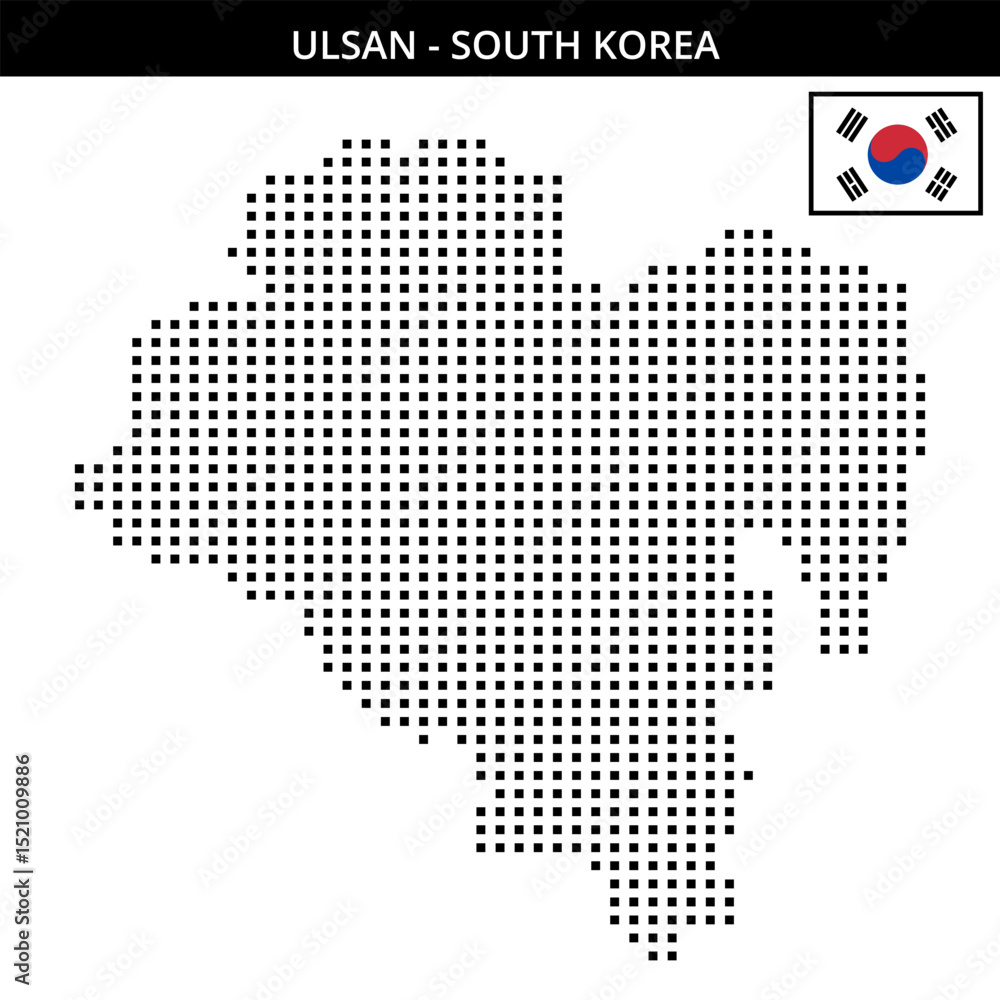 Obraz premium Medium square dotted map of ulsan in South Korea