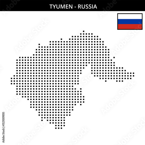 Medium square dotted map of Tyumen in Russia