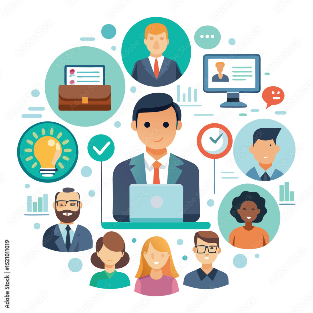 business man and social network business man and social network