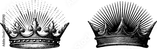 Vintage crown collection with engraved details and radiant design