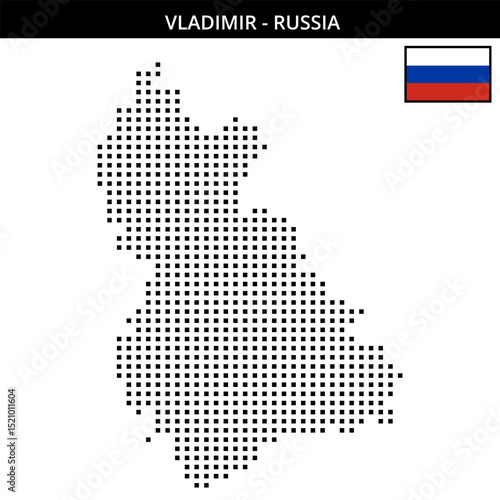 Medium square dotted map of Vladimir in Russia