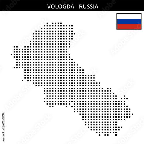 Medium square dotted map of Vologda in Russia