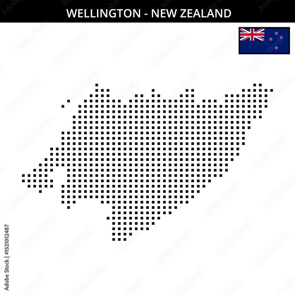 Fototapeta premium Medium square dotted map of wellington in New Zealand