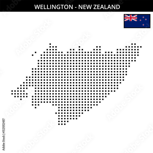 Medium square dotted map of wellington in New Zealand