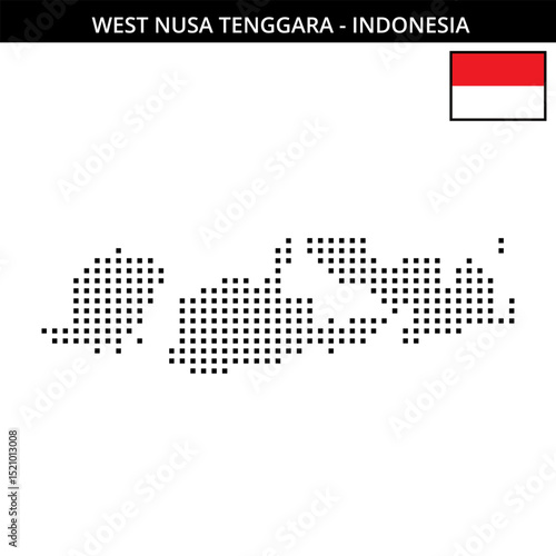 Medium square dotted map of west-nusa-tenggara in Indonesia