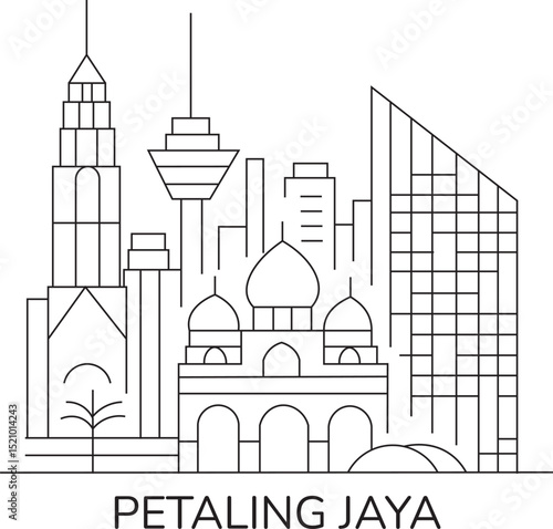 Petaling Jaya City Line Draw Simple Minimalist