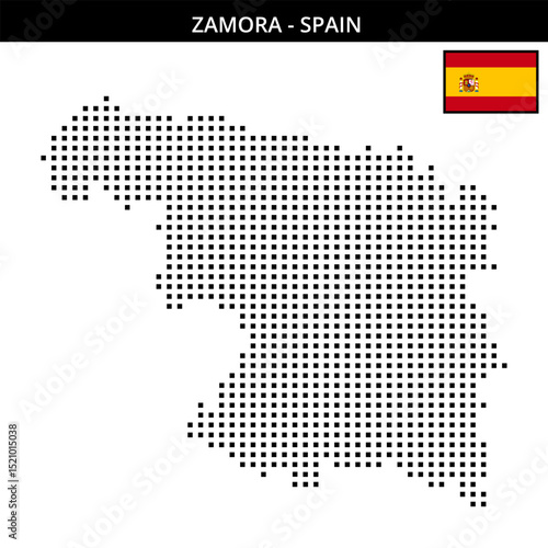 Medium square dotted map of zamora in Spain