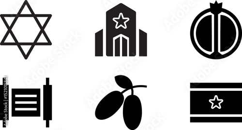 Modern Rounded Filled Judaism Designe Icon Set