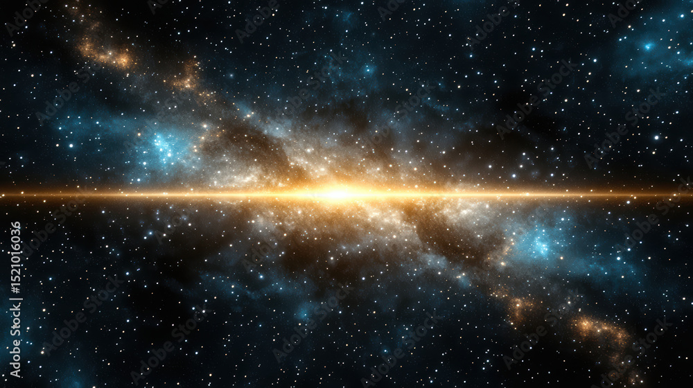 Fototapeta premium Cosmic dust particles scatter across starry galaxy, creating mesmerizing view of universe