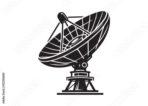 Large satellite dish antenna silhouette vector, Large satellite dish antenna icon
