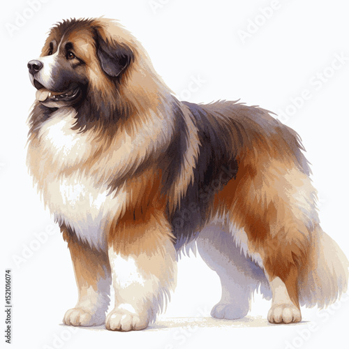 Snow Sentinel dog Caucasian Shepherd isolated watercolor vector illustration svg