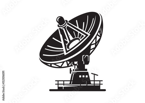 Large satellite dish antenna silhouette vector, Large satellite dish antenna icon