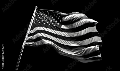 Waving American Flag at Night