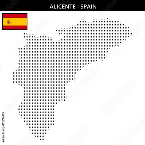 Small square dotted map of alicente in Spain