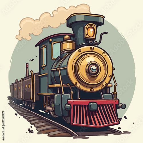 Vintage Steam Locomotive Illustration A Retro Railroad Journey