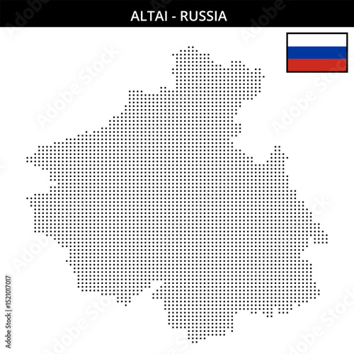 Small square dotted map of Altai in Russia