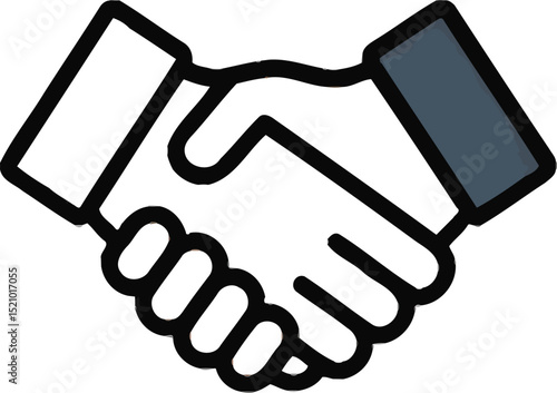 Handshake vector illustration depicting two businessmen shaking hands, symbolizing a successful business deal or partnership